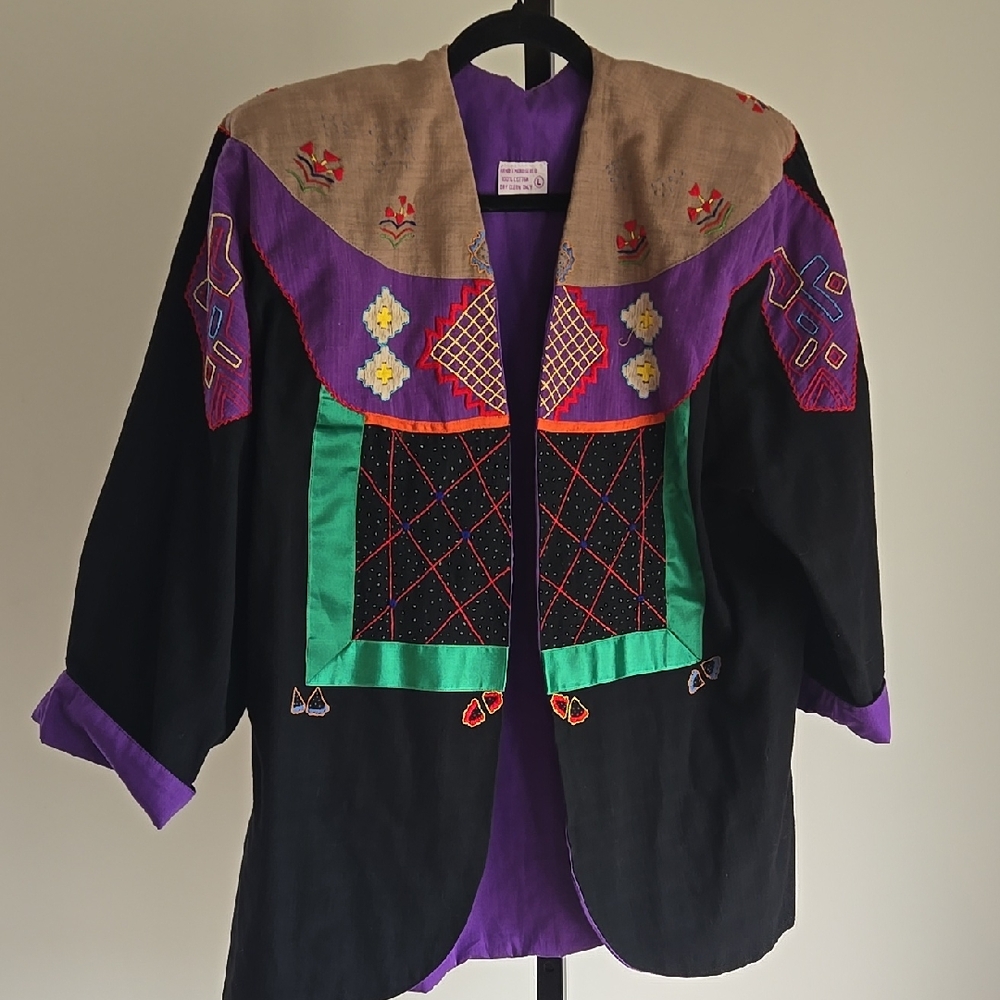 Vintage Handmade Western 100% Cotton Embroidered Women's Jacket Size: Large